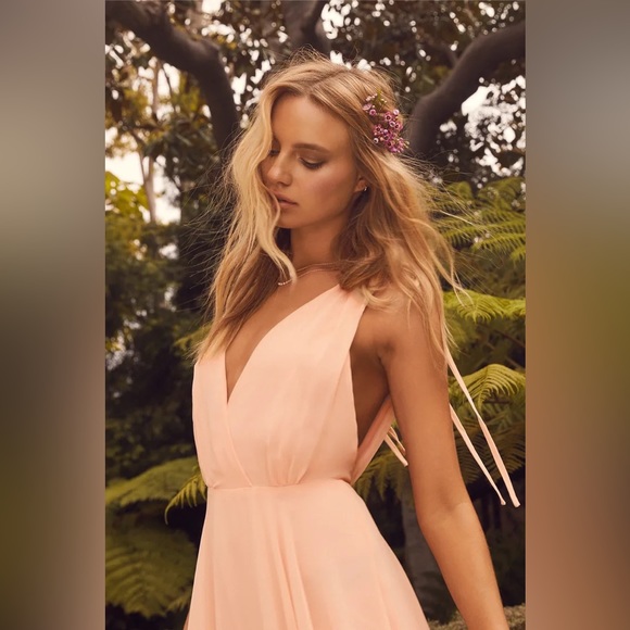 Blush Pink Backless Maxi Dress Size 4 - Picture 2 of 8